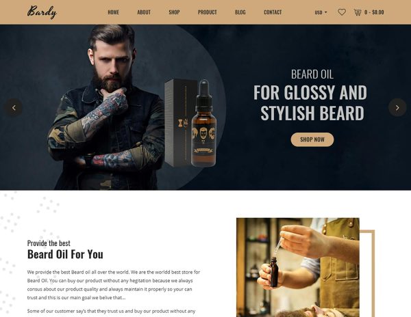 Download Bardy - Beard Oil Shopify Theme Bardy – Beard Oil Shopify Theme is a modern, clean and professional eCommerce theme.