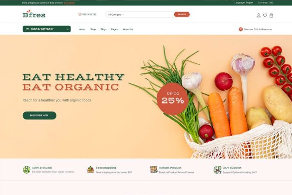 Download Bfres - Organic Food WooCommerce Theme WooCommerce, Elementor