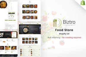 Download Biztro - Food Store & Delivery Shopify theme ECommerce Store Design for Chicken Burger, Pizza Food Delivery, Meat Shops, Restaurants, Food Trucks