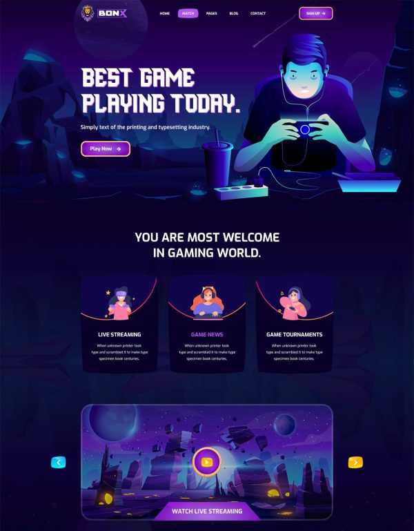 Download Bonx - Gaming Website Template HTML Version Gaming Website Template HTML Version is here to help you for your gaming website needs.