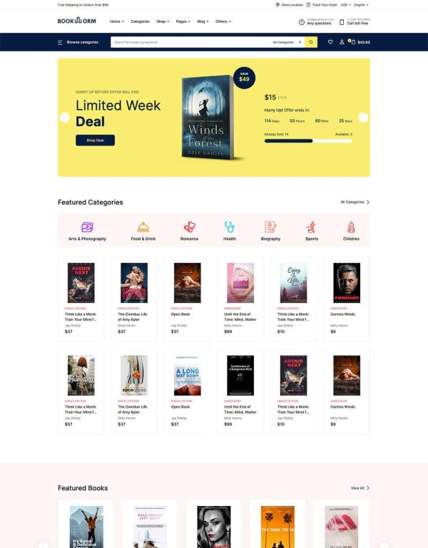 Download Bookworm - Bookstore & Bookshop WooCommerce Theme Clean & Modern Bookstore WordPress Theme. Create your online bookstore with Bookworm WordPress Theme