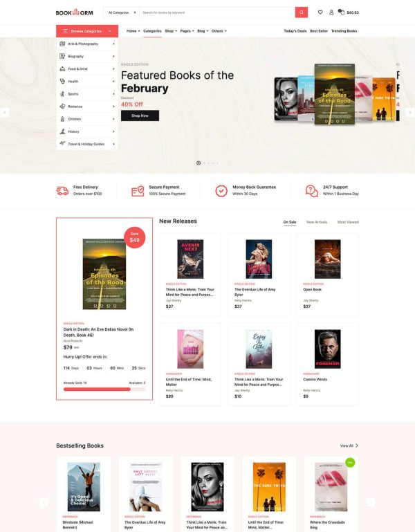Download Bookworm - Bookstore & Bookshop WooCommerce Theme Clean & Modern Bookstore WordPress Theme. Create your online bookstore with Bookworm WordPress Theme