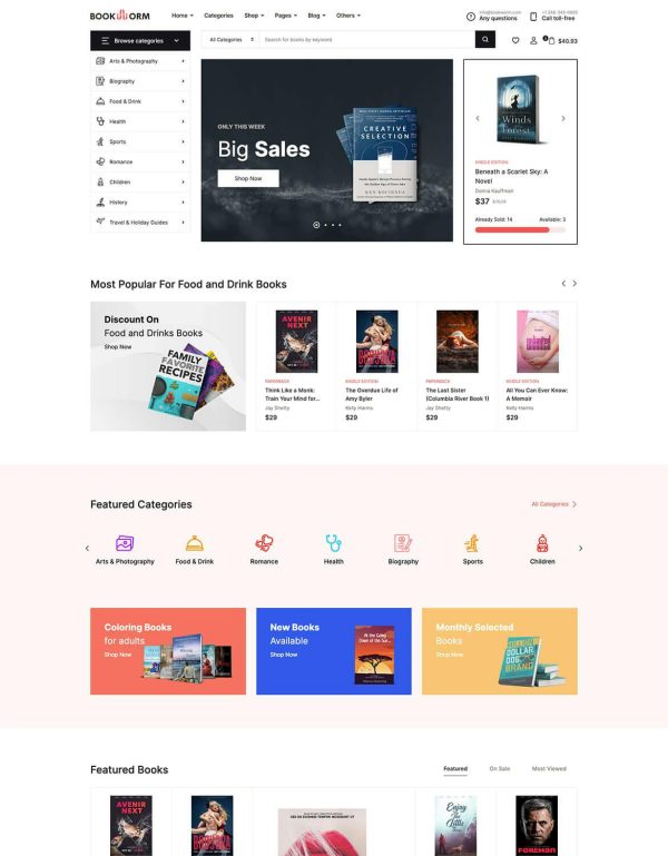 Download Bookworm - Bookstore & Bookshop WooCommerce Theme Clean & Modern Bookstore WordPress Theme. Create your online bookstore with Bookworm WordPress Theme