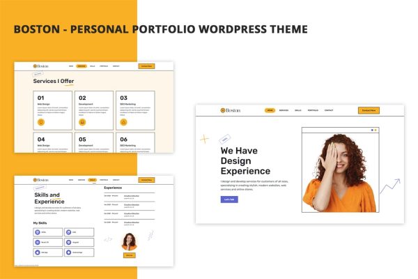 Download Boston - Personal Portfolio WordPress Theme creative portfolio, cv, CV site, design, elementor, freelance, personal portfolio, personal site