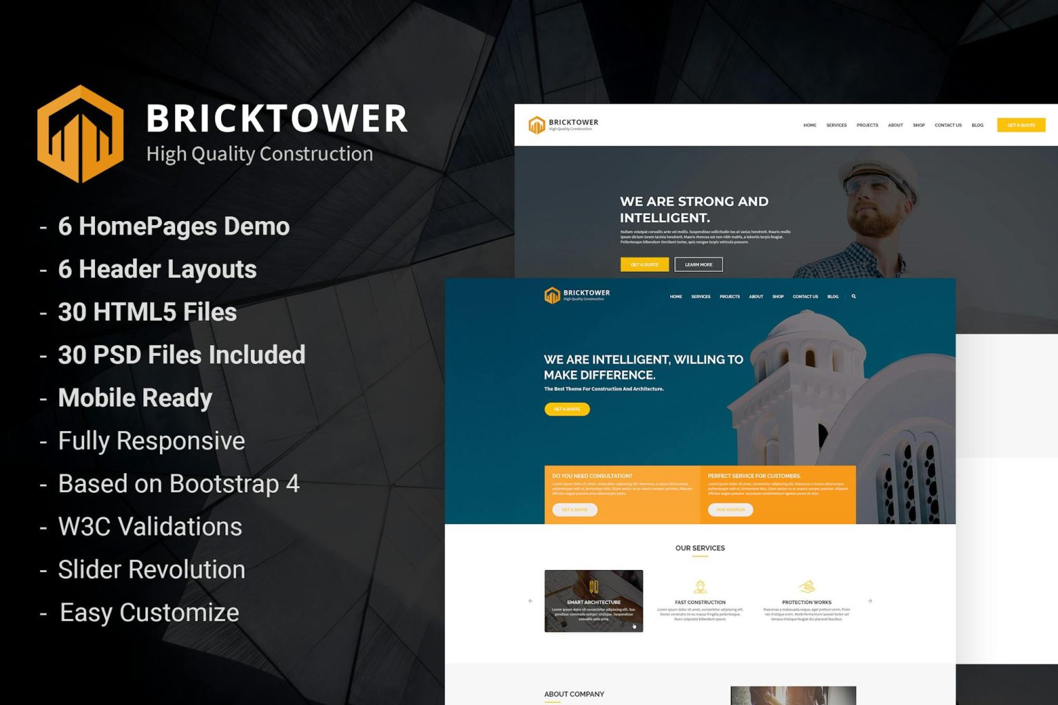 Bricktower - Construction Company HTML5 Template Construction free ...