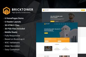 Download Bricktower - Construction Company HTML5 Template Construction free ecommerce portfolio landing page blog dashboard bootstrap animated