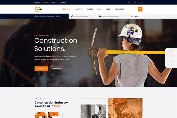 Download Bulter - Clean Construction WordPress Theme architecture, builder, building, construction, construction business, construction company, contrac