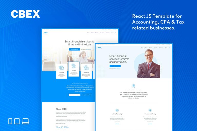 Download CBEX – Responsive Finance React JS Template One stop solution for CPA, Tax and Accounting related businesses.