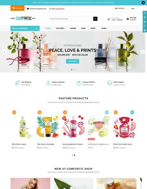 Download Comfortic - Clean Responsive Beauty & Cosmetic Sho Powerful Visual Drag & Drop Builder