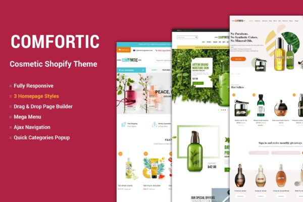 Download Comfortic - Clean Responsive Beauty & Cosmetic Sho Powerful Visual Drag & Drop Builder