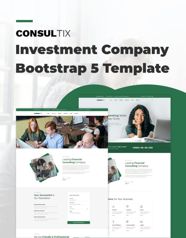 Download Consultix - Investment Company Bootstrap 5 Templat Consulte comprises 09 HTML pages with a stunning and professional homepage layout.