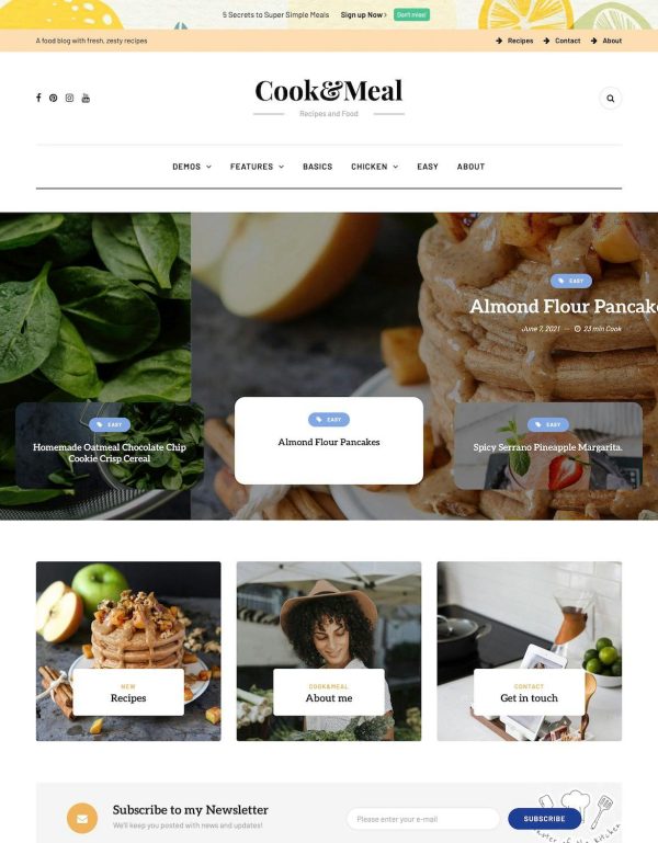 Download Cook&Meal - Food Blog & Recipe WordPress Theme A clean and feature-rich food recipe WordPress theme for cooking bloggers