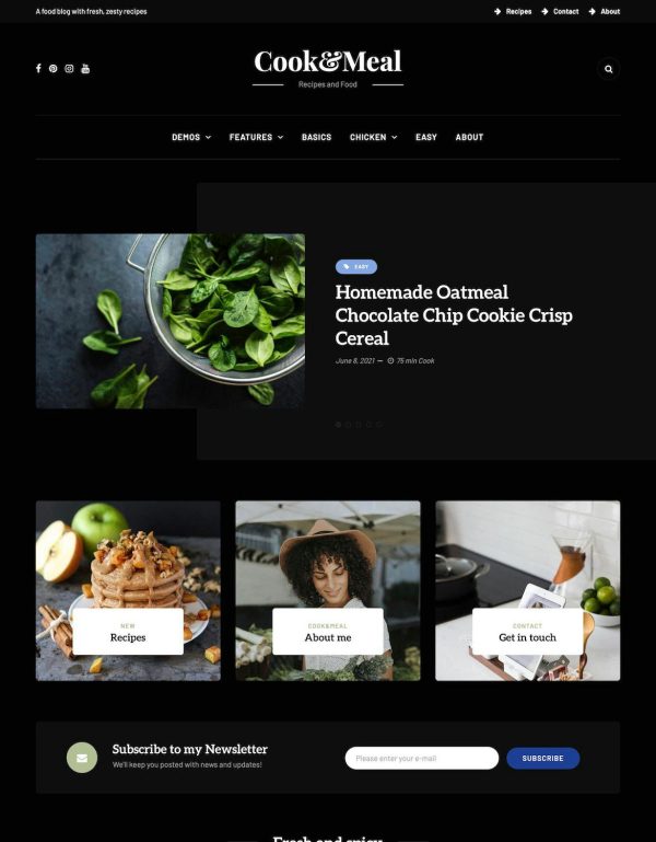 Download Cook&Meal - Food Blog & Recipe WordPress Theme A clean and feature-rich food recipe WordPress theme for cooking bloggers