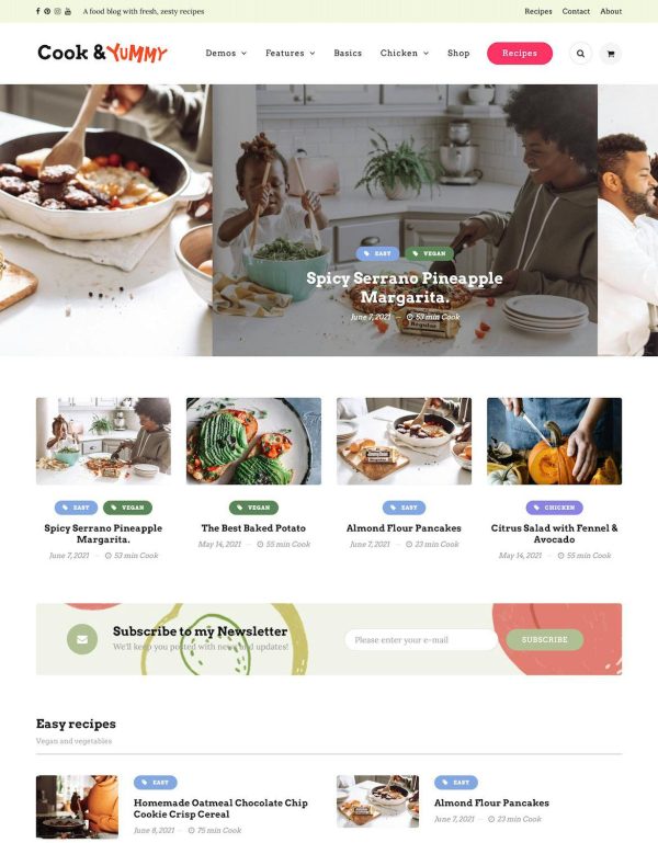 Download Cook&Meal - Food Blog & Recipe WordPress Theme A clean and feature-rich food recipe WordPress theme for cooking bloggers