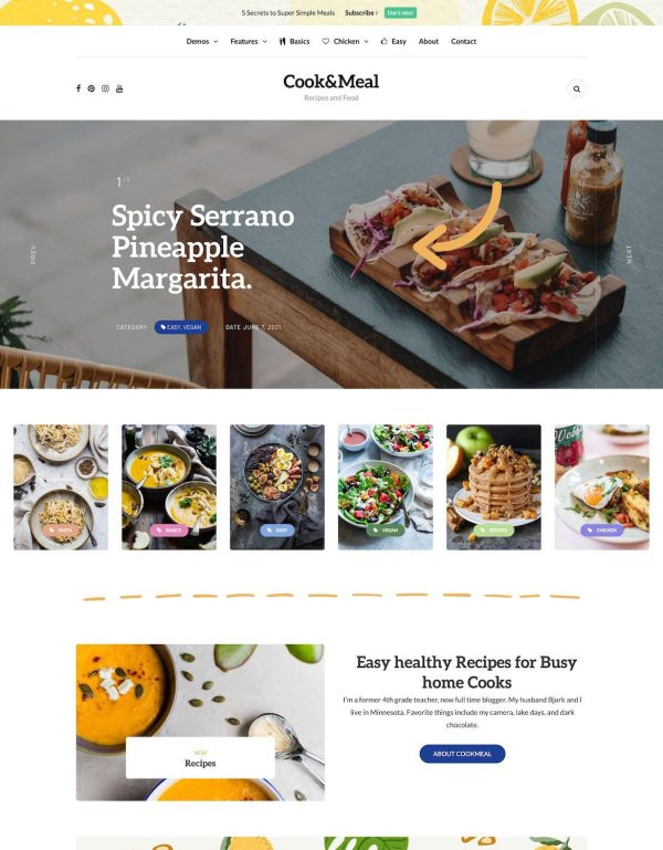 Download Cook&Meal - Food Blog & Recipe WordPress Theme A clean and feature-rich food recipe WordPress theme for cooking bloggers