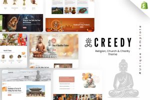 Download Creedy - Religion, Church & Charity Shopify Theme Charity Services, Donations, Books & T-shirts Online Sale. Religious Idols & Non Profit Gifts Store