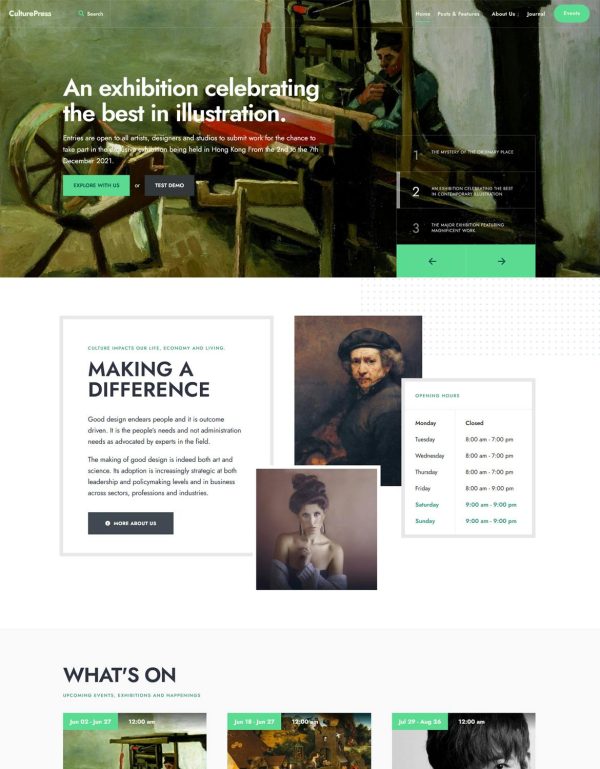 Download CulturePress - Art & Culture WordPress theme Carefully designed culture theme developed for art-oriented niche website.