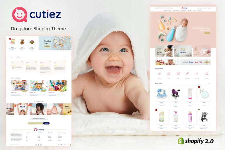 Download Cutiez - Kids Toys, Children Fashion Store Shopify Babyproducts, toddler, babyshop ,newborn, pregnancy, online, brand, matteress,luxury, boutique, Shop
