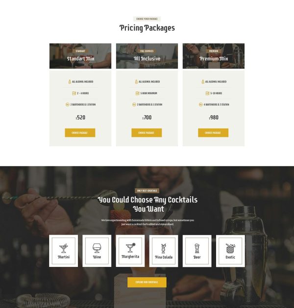 Download Daiquiri Bartender Services & Catering WordPress Theme