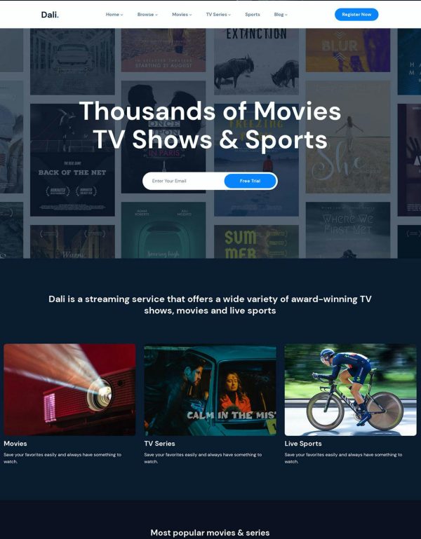 Download Dali - Movies & TV Shows WordPress Theme Dali - Video WordPress Theme for Movies & TV Shows