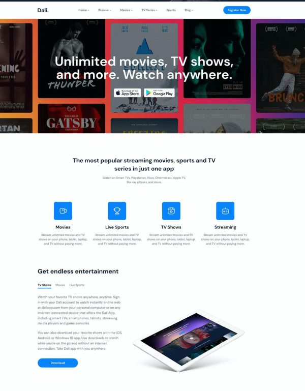 Download Dali - Movies & TV Shows WordPress Theme Dali - Video WordPress Theme for Movies & TV Shows