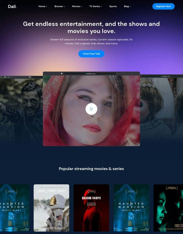 Download Dali - Movies & TV Shows WordPress Theme Dali - Video WordPress Theme for Movies & TV Shows