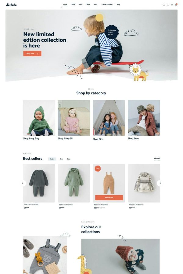 Download Debebe - Baby Children Kids WooCommerce WordPress The Ultimate WordPress WooCommerce Elementor ProTheme for Baby Shop and Kids Store
