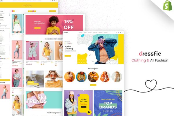 Download Dressfie - Designer Store, Clothing Shopify Theme Clothing Business eCommerce Theme. Fashion Bikini, Trousers, Tshirts, Kids Wear, Women Fashion Shop.