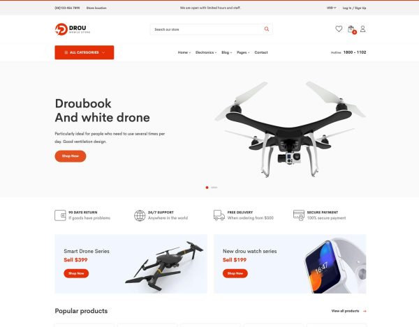 Download Drou - Electronics Store Shopify 2.0 Theme Electronics Store Shopify Theme