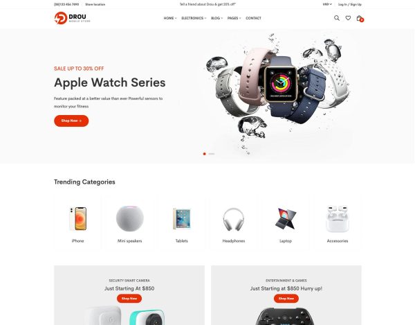 Download Drou - Electronics Store Shopify 2.0 Theme Electronics Store Shopify Theme