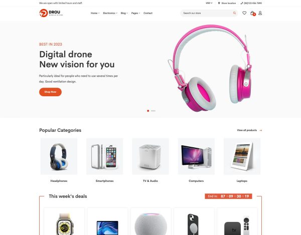 Download Drou - Electronics Store Shopify 2.0 Theme Electronics Store Shopify Theme