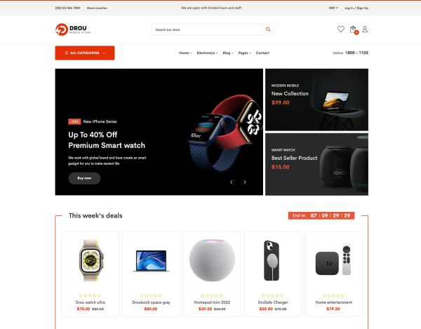 Download Drou - Electronics Store Shopify 2.0 Theme Electronics Store Shopify Theme