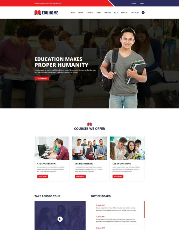 Download Eduhome - Education HTML Template Eduhome – Education HTML Template is a powerful HTML5 Template