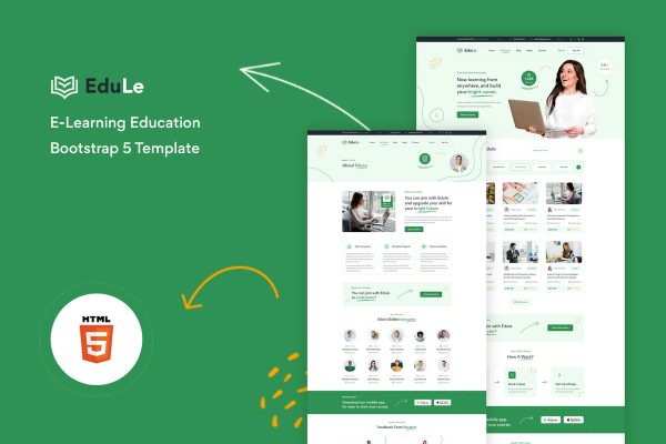 Download Edule - e-Learning Website Template HTML Version It has an excellent web design that comes perfect for building an online education/learning platform