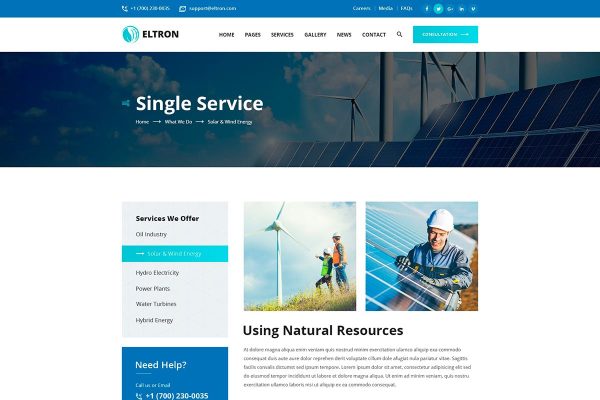 Download Eltron - Solar Energy Elementor WordPress Theme Energy, Solar panel WordPress theme