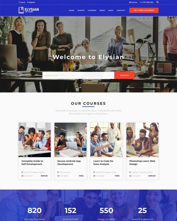 Download Elysian LMS Theme WordPress School Theme + LMS