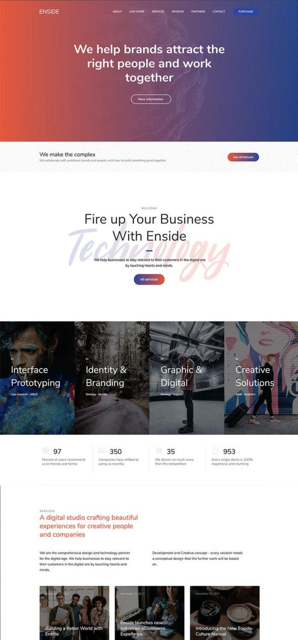 Download Enside - Multipurpose Onepage WordPress theme WordPress theme makes it easier than ever to build a stunning onepage or landing site