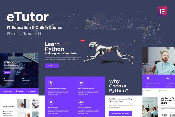 Download eTutor Education & Online Course Elementor Pro Template Kit