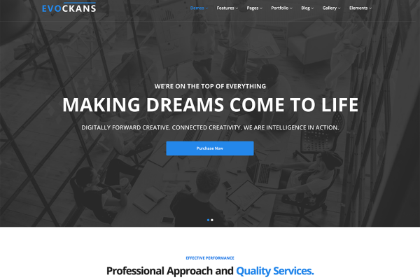 Download Evockans - Responsive Multi-Purpose WordPress Them business theme, creative agency, creative portfolio, fashion store, fast loading, fullscreen, landin