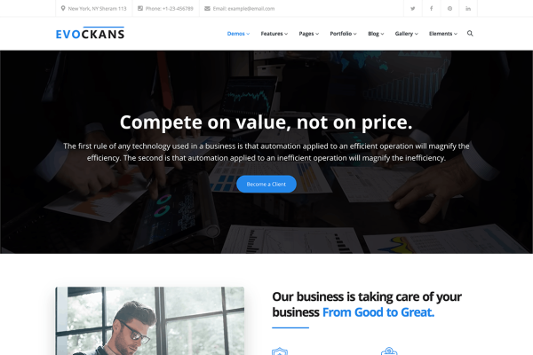 Download Evockans - Responsive Multi-Purpose WordPress Them business theme, creative agency, creative portfolio, fashion store, fast loading, fullscreen, landin