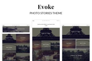 Download Evoke Photo Stories Blog WordPress Theme Evoke is a WordPress photo blog theme for writers, photographers, artists, designers, travellers.