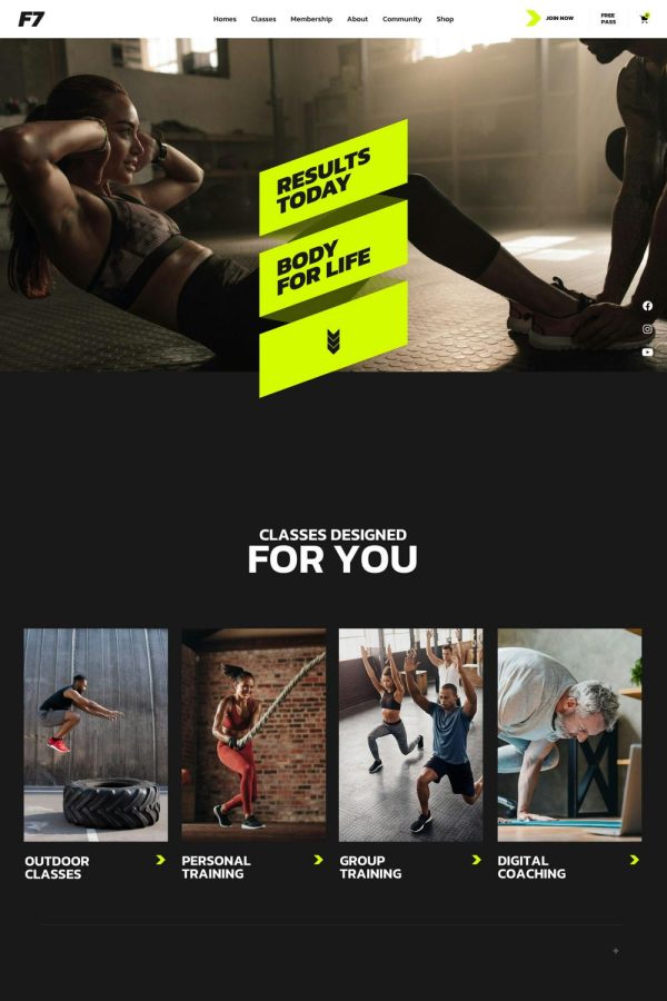 Download F7 - Fitness Gym Sport Studio WordPress Theme The Ultimate Niche WordPress Elementor Pro WordPress Theme for Gym, Fitness, or any sport activities