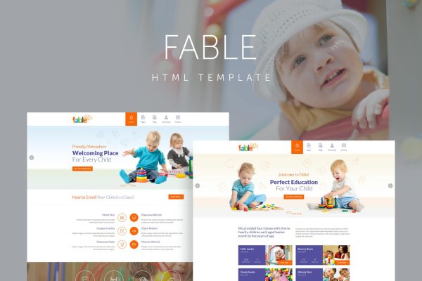 Download Fable - Children Kindergarten Template HTML Template best suitable for children or education related projects like kindergarten or nursery.