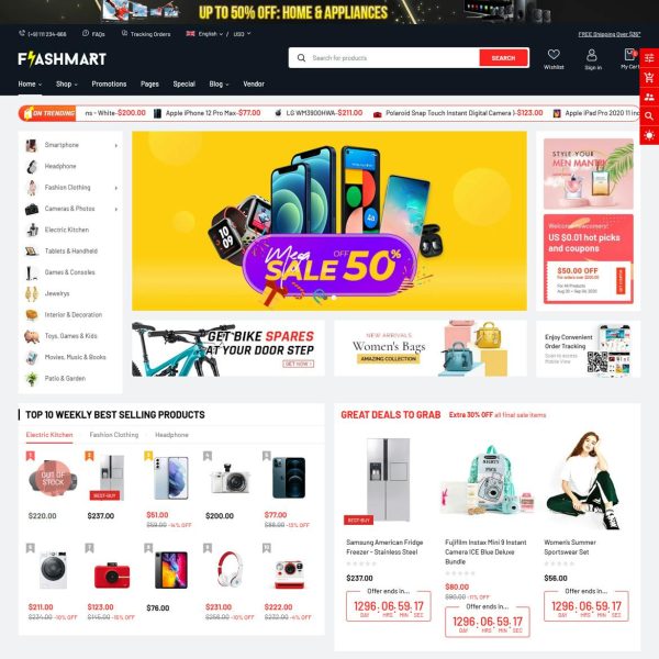 Download FlashMart - Multipurpose Sections Shopify Theme Modern, user friendly, responsive & functional multipurpose Shopify theme