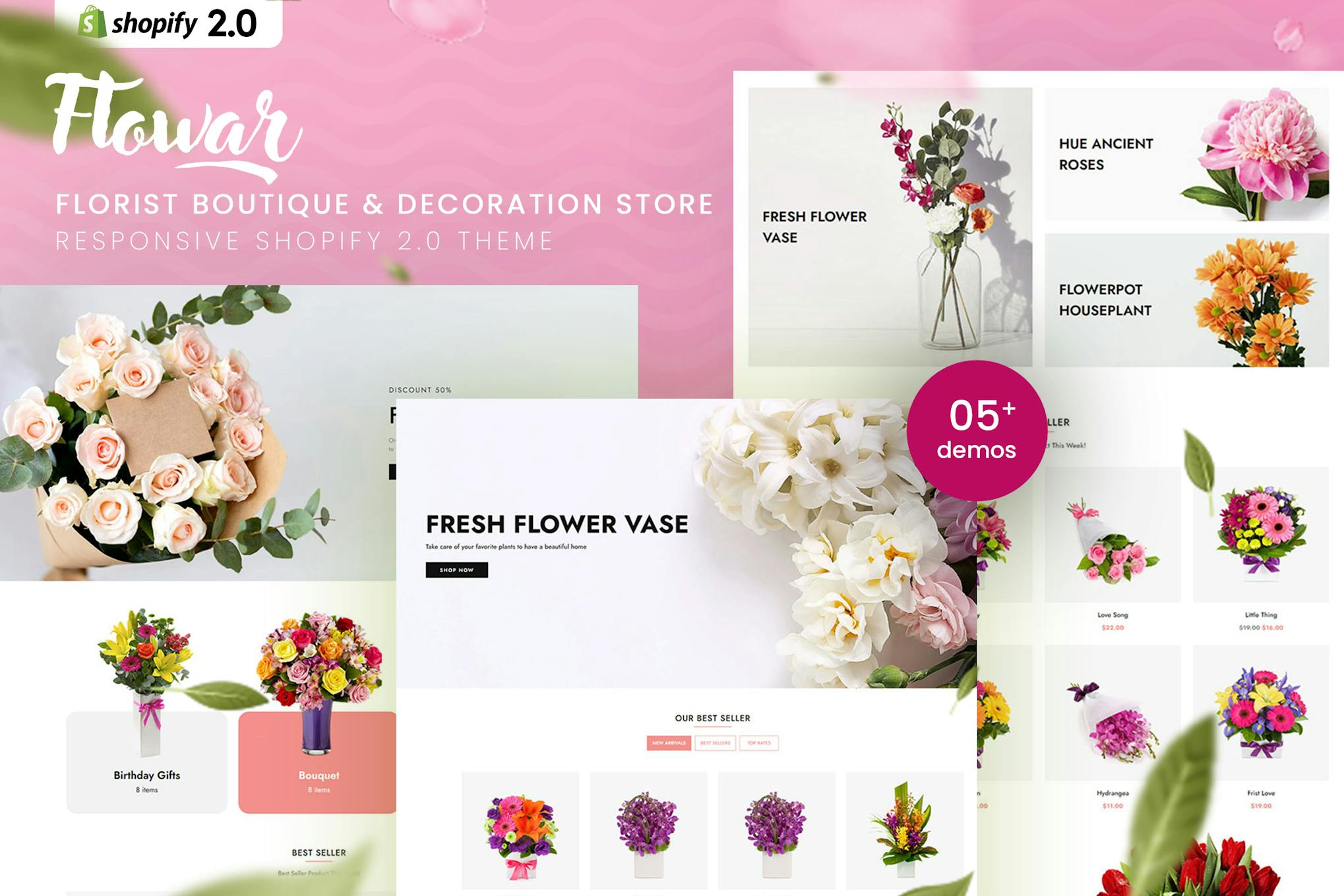 Flowar – Florist Boutique & Decoration Store Florist Boutique & Decoration Store Shopify 2.0 Theme