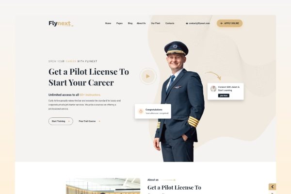 Download Flynext - Multipurpose Aviation WordPress Theme Multipurpose Aviation, Aircraft, Airplane, pilot academy, pilot training WordPress Theme