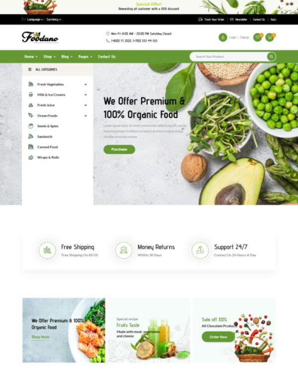 Download Foodano - Natural Food Shop WordPress Theme Foodano – Food & Grocery Theme designed for online groceries, organic bio products and grocery shop