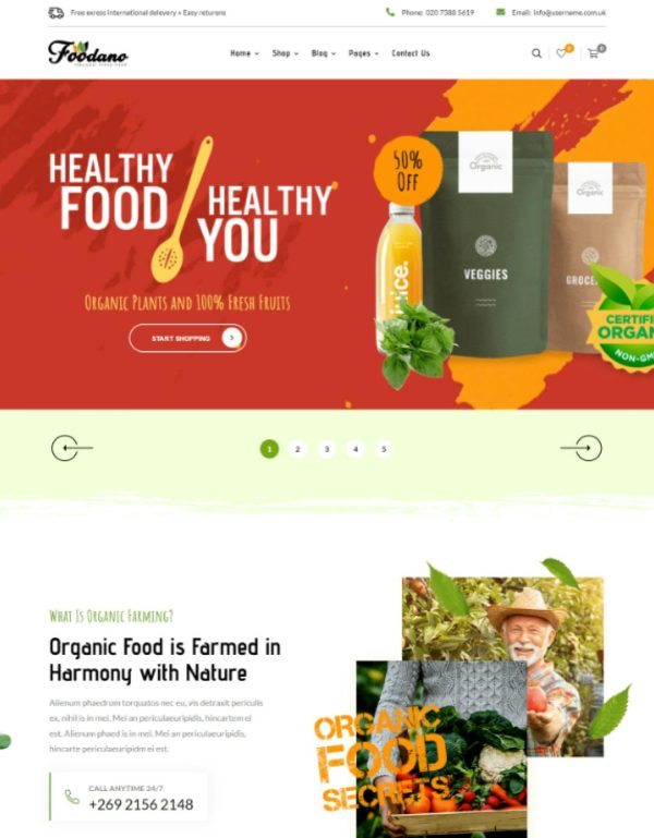 Download Foodano - Natural Food Shop WordPress Theme Foodano – Food & Grocery Theme designed for online groceries, organic bio products and grocery shop