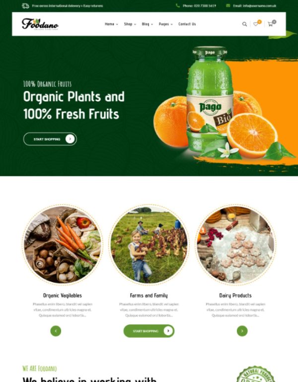 Download Foodano - Natural Food Shop WordPress Theme Foodano – Food & Grocery Theme designed for online groceries, organic bio products and grocery shop