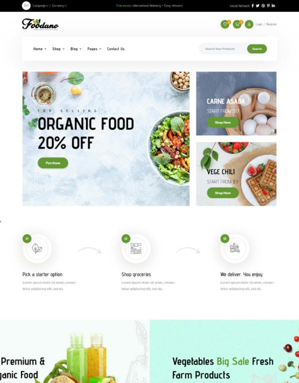 Download Foodano - Natural Food Shop WordPress Theme Foodano – Food & Grocery Theme designed for online groceries, organic bio products and grocery shop